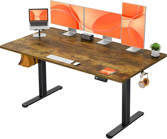 ErGear Elektrisch Zit-Sta Bureau Hoogte Verstelbaar 160 x 80 cm, Zit-Sta Bureau met 4 Geheugen Smart Paneel, Kantoor Bureau thuis met Verdeelplaat