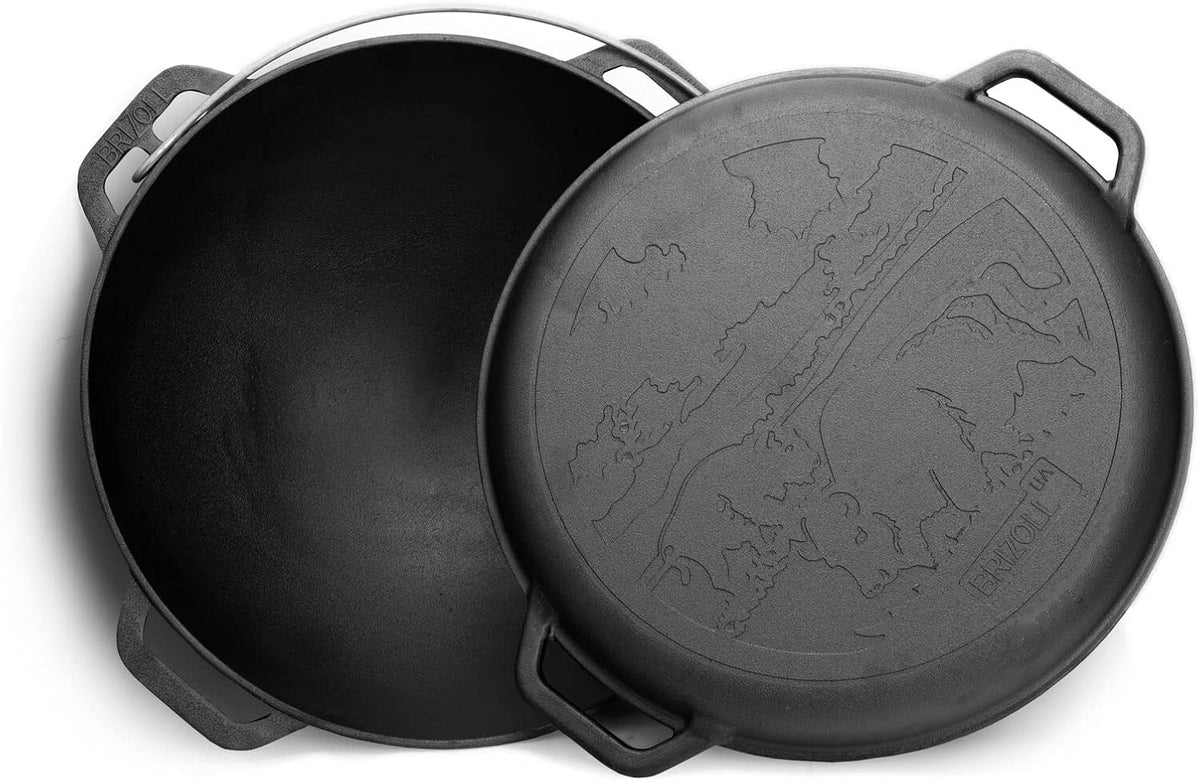 4BIG.fun Kazan Cast Iron Casserole, 15 Litres with Lid, Casserole, Wok Pan, Grill, Cast Iron, Camping Pot, Asian Wok, Traditional Cast Iron Pan, Grill Wok