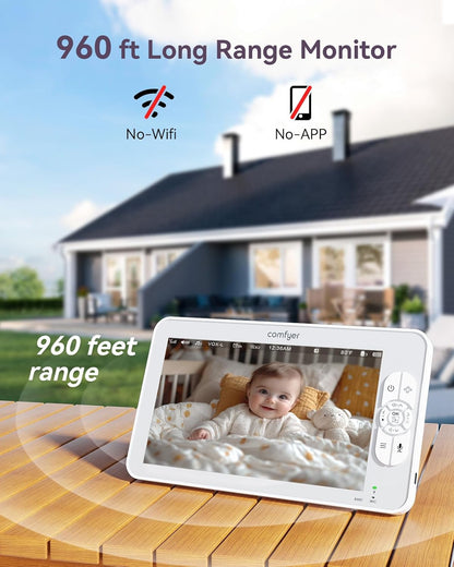 Babyfoon met 1080p camera, 7 inch, 720P HD-video, babymonitor met camera zonder wifi, 6000 mAh batterij, IR-nachtzicht, groothoeklens, 2-weg audio, vox-modus, 300 m bereik