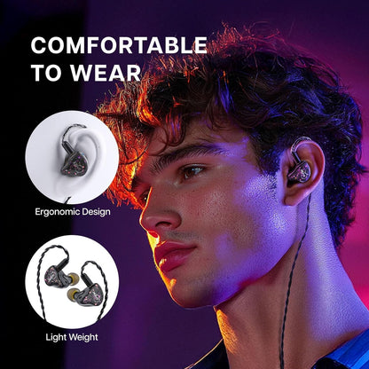 ZiiGaat x Fresh Reviews Arete In Ear Monitor, 1DD+4BA hybride koptelefoon IEM, bekabelde Gaming Earbuds, Studio Monitor Tunning, met afneembare IEM-kabel voor Muzikant Audiofiel