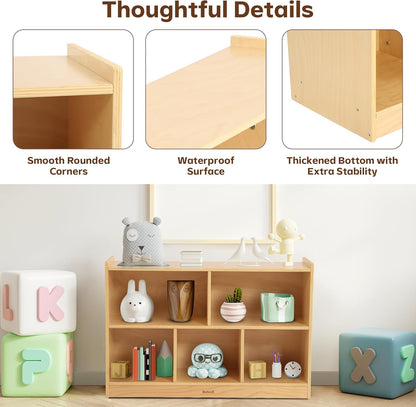 Toy Storage Organizer, 2-Tier Kids Bookshelf, 5 Cube Kids' Bookcases - QUORE