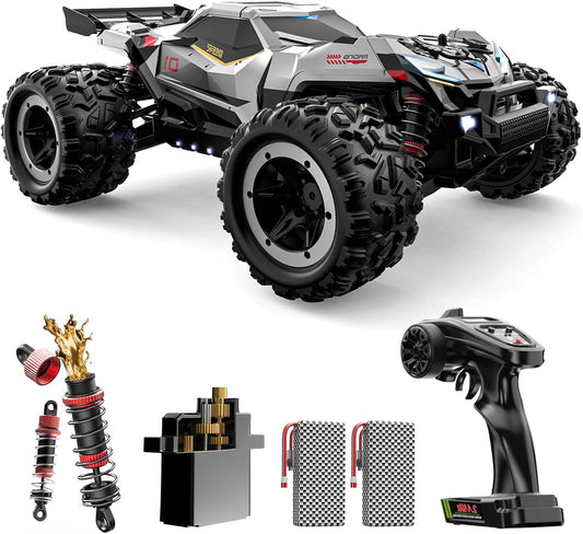 DEERC Brushless Remote Controlled Car for Adults, RC Car 1:18 55km/h, 4WD Waterproof Monster Truck, 50 Minutes Driving Time, Compatible with 3S Battery - QUORE