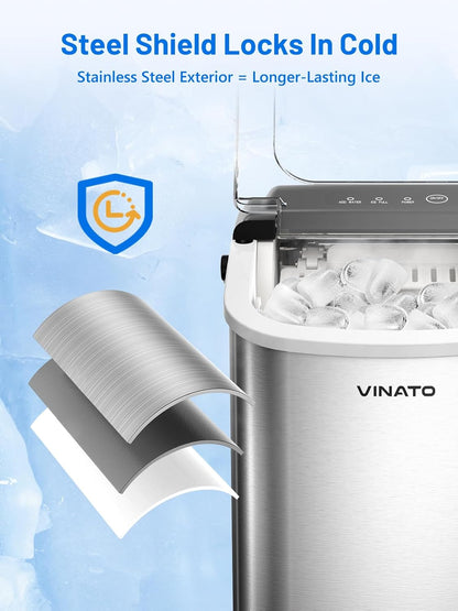 VINATO IJsmachine, kleine ijsmachine, 9 ijsblokjes in slechts 6-8 minuten, ijsmachine 12 kg/24 uur, draagbare ijsmachine voor keuken, bar, camping