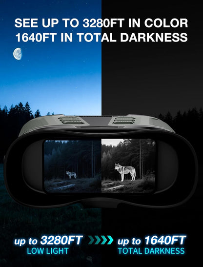 Nachtzichtapparaat voor volwassenen, 4K digitaal nachtzicht, verrekijker met 8 x zoom, 36 MP foto's, 1000 m bereik, infrarood nachtzichtbril voor kamperen, wandelen en veiligheid