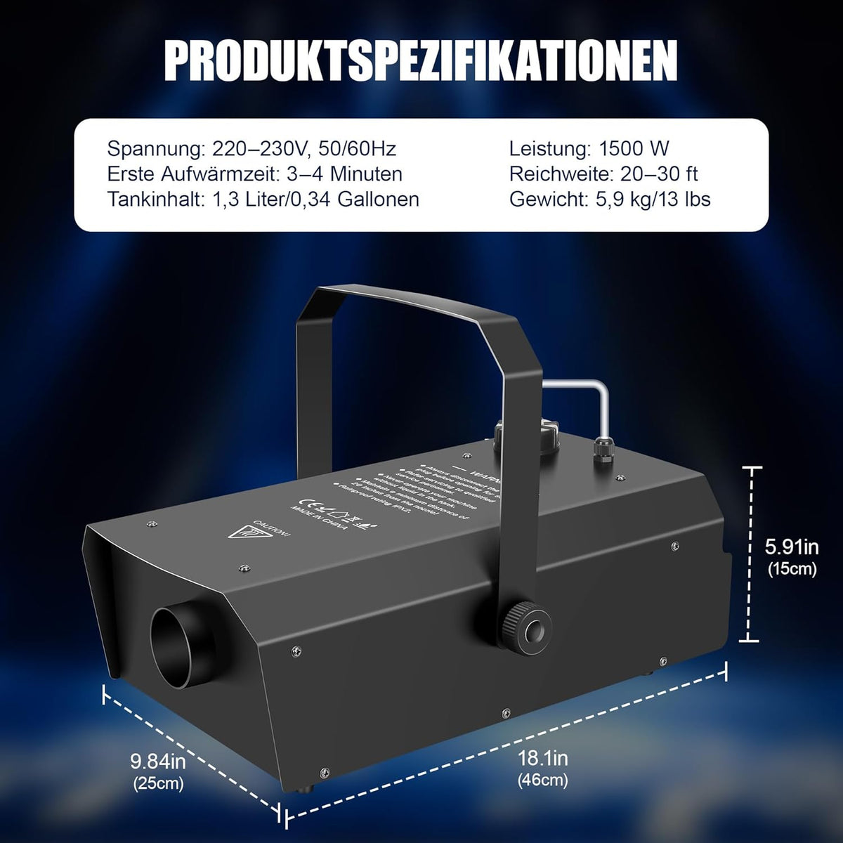 1500 W DMX rookmachine met draadloze afstandsbediening en timer, professionele outdoor rookmachine voor bruiloft, podium, DJ, feesten, Halloween, concerten en evenementen