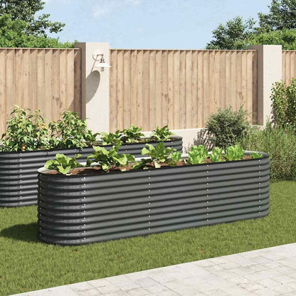 vidaXL Planter 320x80x81cm Galvanized Steel Silver Garden Container Flower Box - QUORE