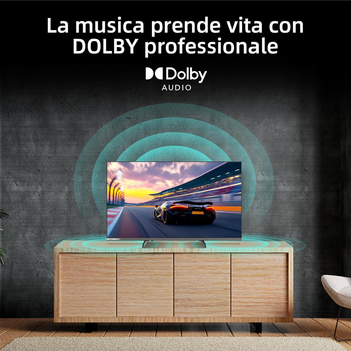 Google QLED CHiQ 32QA10 32 inch Smart TV | Full HD HDR10 | Dolby Audio en DBX-TV | Frameloos metalen ontwerp | Geïntegreerde Chromecast | Google Assistant | Nieuw model 2025