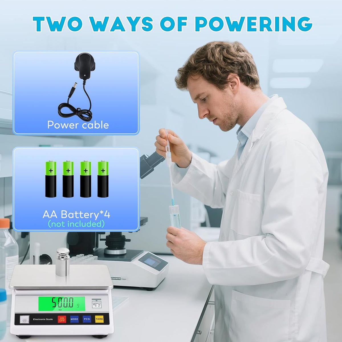 Wetenschappelijke analytische weegschaal met hoge precisie 0,1 g digitale elektronische intelligente laboratoriumweegschaal met tel- en tarrafunctie, ideaal voor laboratorium/sieraden (10 kg)