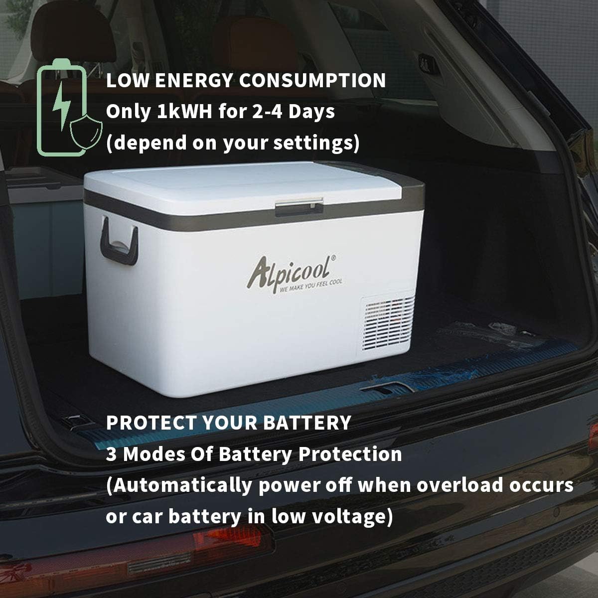 Alpicool 25L Mini koelkast 12/24 V en 230 V, elektrische compressor koelbox/vriesbox Autokoelkast, draagbare vriezer voor auto, vrachtwagen, kamperen, reizen met USB-aansluiting, K25