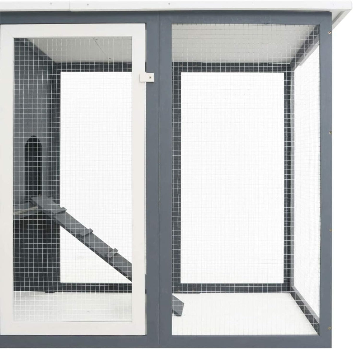 Outdoor Rabbit Hutch Large Wooden with Closed Door and Chicken Coop with 1 Egg Cage, Wood, Grey, Waterproof