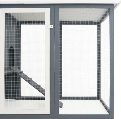 Outdoor Rabbit Hutch Large Wooden with Closed Door and Chicken Coop with 1 Egg Cage, Wood, Grey, Waterproof