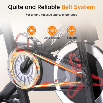 Hometrainer - JOROTO Stationaire fietsen voor thuis, magnetische workoutfiets, indoor cyclingfietsen met4-weg verstelbare, lcd-monitor met tpm, iPad-houder, 10/20kg vliegwiel, belastbaar tot 150 kg
