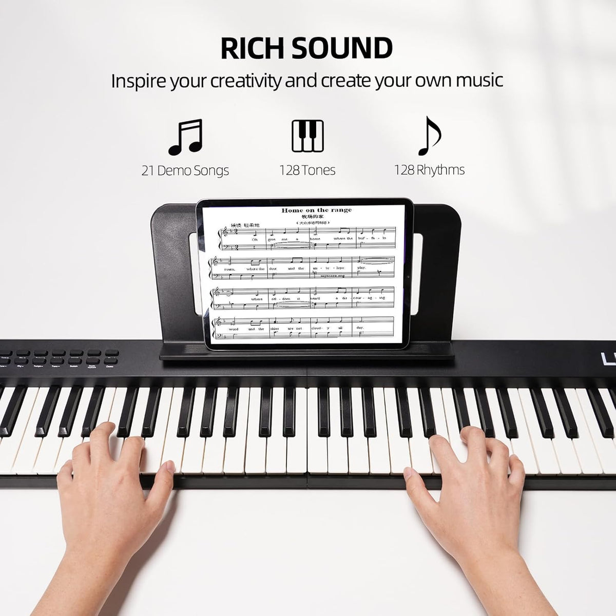 Opvouwbaar Keyboard 88 Toetsen – Piano Keyboard – Elektrische Piano – Digitale Piano – Vouwpiano – 88 Semi-Gewogen, Aanraakgevoelige Toetsen – Bluetooth & USB MIDI