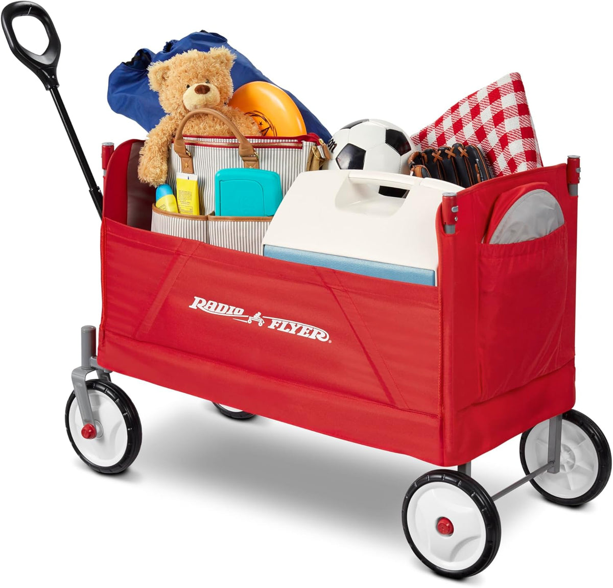 Radio Flyer EZ Folding Wagon with Canopy, Folding Trolley for Kids, Garden and Cargo Cart, Ages 1.5+