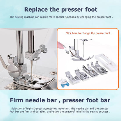 Elektrische naaimachine – Naaimachine – Hobby naaimachine – Compacte naaimachine 31 cm – Draagbare naaimachine – 20 Steektypes – Geschikt voor Jeans tot 12 mm