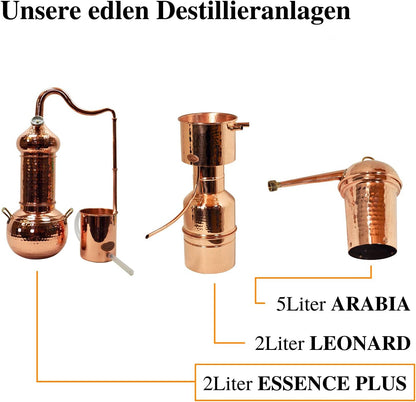 CopperGarden Essence Plus 2 Litre Distiller, Small Column Distillation Kettle for Essential Oil/Hydrolat/Fragrances/Distilled Water, etc. - QUORE