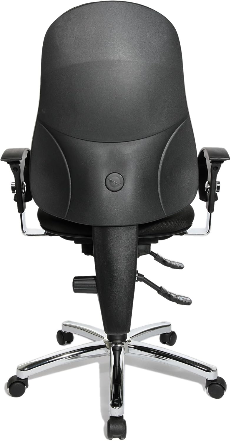 Ergonomische Bureaustoel – Bureaustoel Met Beweegbare Zitting – Draaistoel – Werkstoel – Sitness stoel – Traploos Verstelbare Rugleuning – In Hoogte Verstelbare Armleuningen – Zwarte Ademende Bekleding – Stabiel Verchroomd Stalen Frame