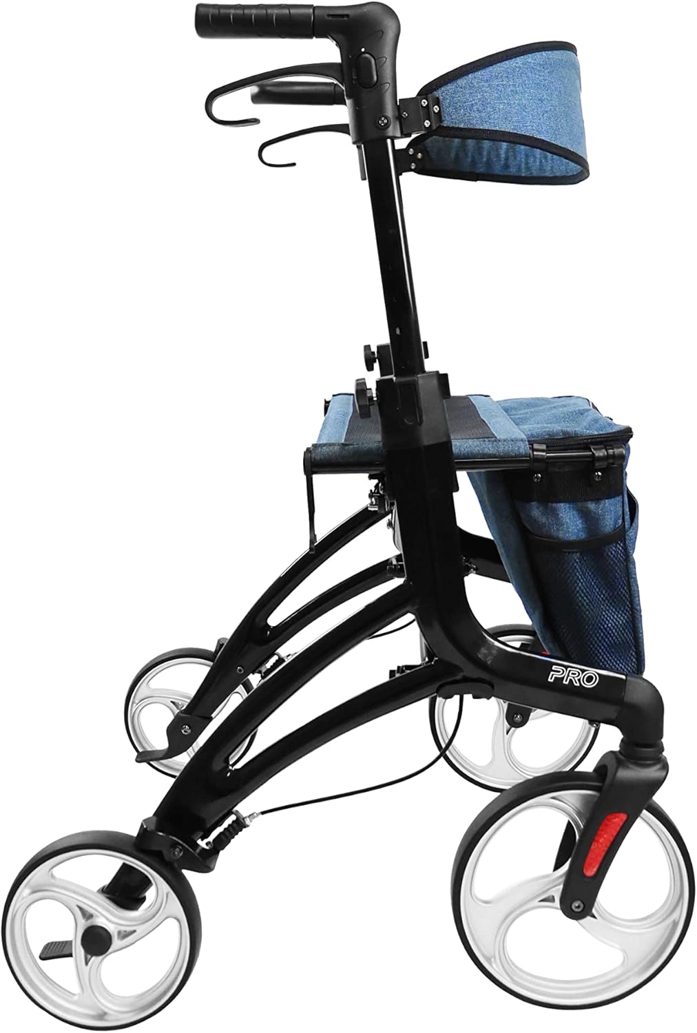 KMINA PRO - Rollator Voor Lange Mannen (1,70 Tot 2 M), Extra Hoog Met Zitje, Grote Wielen, Opvouwbaar, Large Size