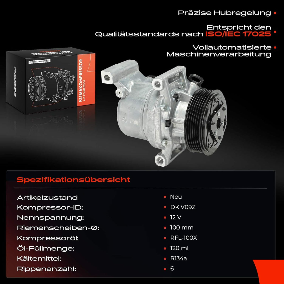 Frankberg ACP1692000S Airconditioning Airconditioning Compressor Magnetische koppeling Compressor voor airconditioning Vervanging # ACP1692000S