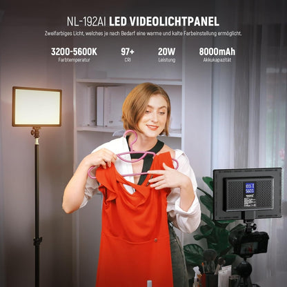 Led-Videoverlichtingsset – Videolamp – Lichtpaneel – Studiolamp – Streaming Licht – Set Van 2 – Tweekleurig 3200 K-5600 K En Dimbaar Met 8000 mAh Batterij
