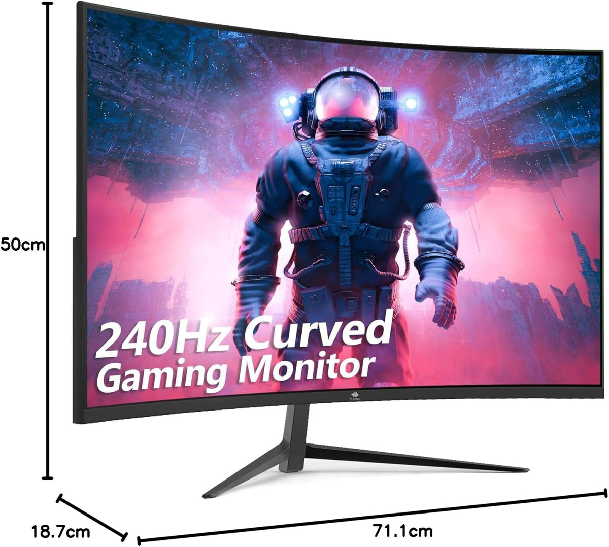 Z-Edge Gaming Monitor Curved 32'' 240Hz, 1ms, 1080P, FreeSync, Screen Game LED 16:9, 1500R VA, Adjustable Tilt, 2*HDMI 2.0 & 2* DP 1.4, RGB Breathlight(HDMI Cable Included)