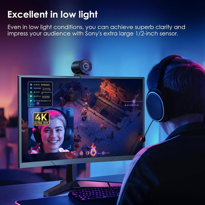 EMEET 4K webcam S800, HD 1080p webcam voor pc met microfoon, TOF autofocus, lichtcorrectie, 65°-88° gezichtsveld, privacyafdekking, plug & play, webcam voor Mac, laptop, zoom, Skype, teams