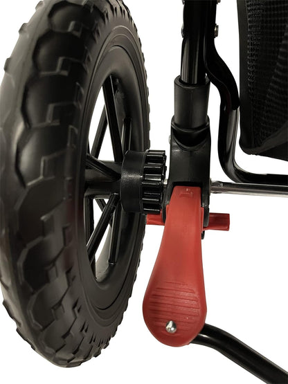 PETIQUE Chinook Zwart | Luxe hondenwandelwagen | Vouwen met één hand | 12" Eva-banden voor en achter voor extra comfort | Reflecterende binding | Houdt huisdier tot 23 kg | Dierendrager