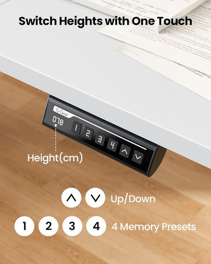 ErGear Elektrisch Zit-Sta Bureau Hoogte Verstelbaar 140 x 70 cm, Zit-Sta Bureau met 4 Geheugen Smart Paneel, Kantoor Bureau thuis met Verdeelplaat