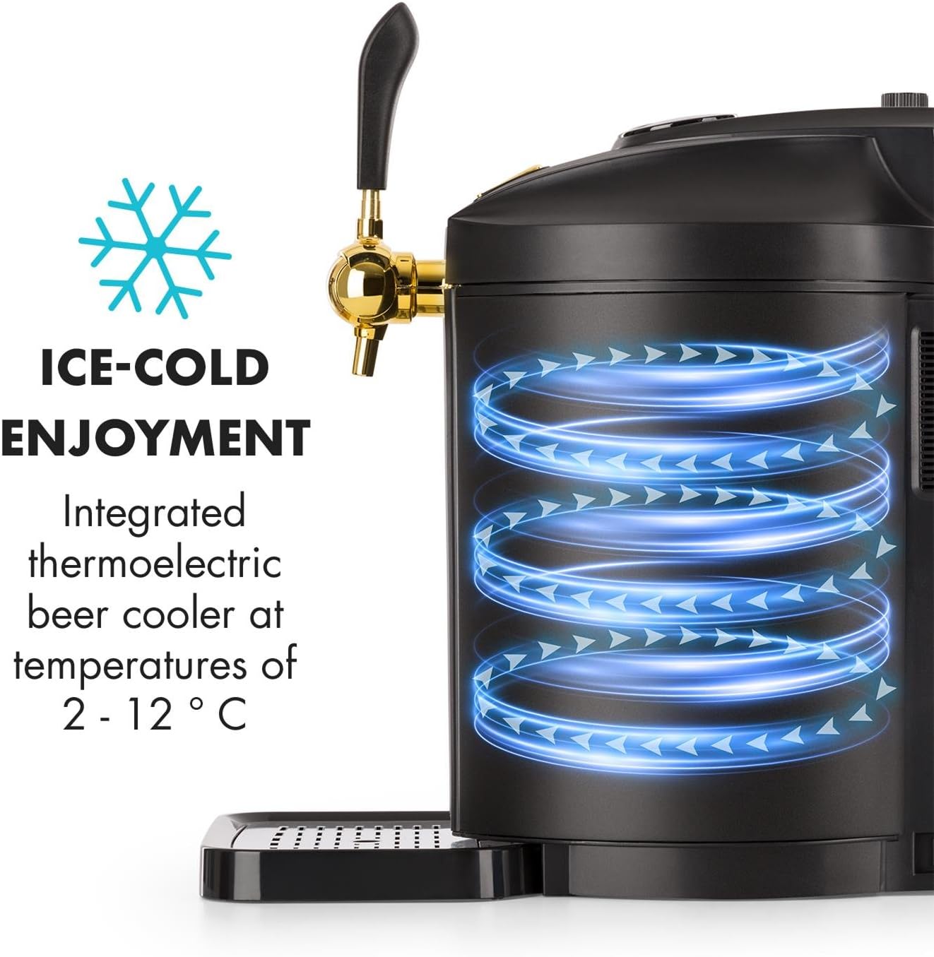 Klarstein Skal - roestvrijstalen bierdispenser, Black Edition, LCD-display, slechts 38 dB, temperatuur: 2-12 ° C, geschikt voor alle biervaten van 5 liter, thermo-elektrisch koelsysteem, zwart