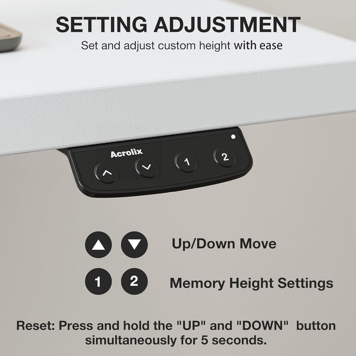 Height Adjustable Desk, 120x60cm, Electric with Memory Function, Standing Desk, Computer Table, Cable Management and Hooks, Adjustable Standing Desk for Office and Home, White - QUORE