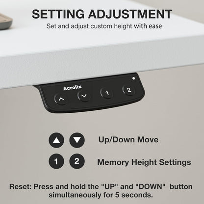 Height Adjustable Desk, 120x60cm, Electric with Memory Function, Standing Desk, Computer Table, Cable Management and Hooks, Adjustable Standing Desk for Office and Home, White - QUORE