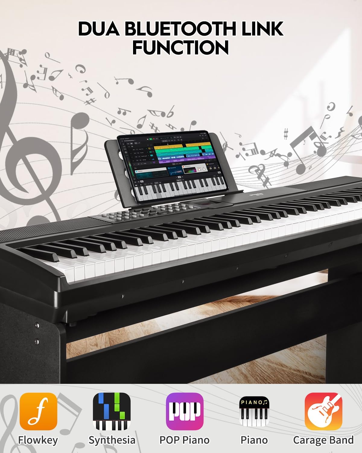 Digitale Piano Zwart – Keyboard – Elektrische Piano – 88-Toetsen Keyboard – Pianotoetsenbord – 88 Volledig Gewogen Hameractie Toetsen – Dubbele 15W Luidsprekers