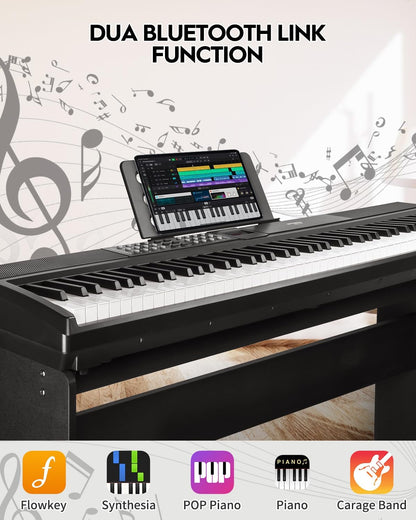 Digitale Piano Zwart – Keyboard – Elektrische Piano – 88-Toetsen Keyboard – Pianotoetsenbord – 88 Volledig Gewogen Hameractie Toetsen – Dubbele 15W Luidsprekers