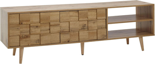 FineBuy HiFi Lowboard Wood Oak Decor TV Dresser 160x51x40cm | TV Furniture with 2 Doors | TV-Table TV-Board Living Room Modern - QUORE