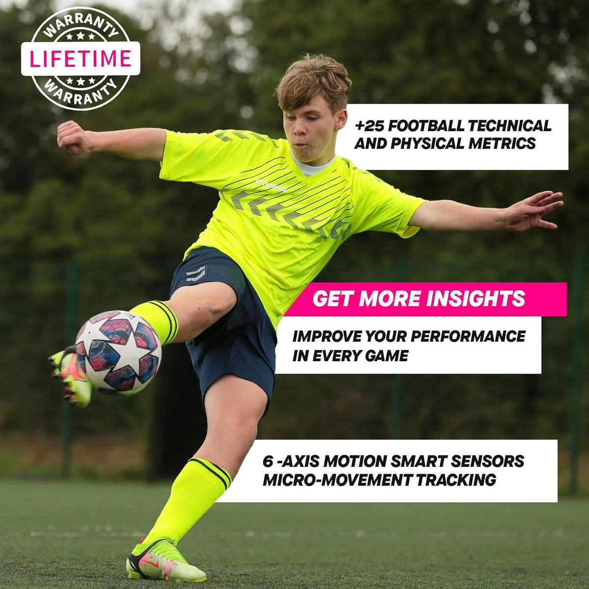 Playermaker Smart Football Tracker for Cleats, 25+ Technical & Physical Football Training Metrics, 12 Month Access to Playermaker Technology App Included, Next-Level Precision Beyond GPS Trackers