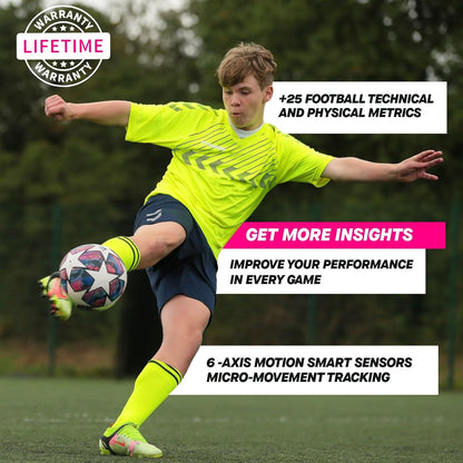 Playermaker Smart Football Tracker for Cleats, 25+ Technical & Physical Football Training Metrics, 12 Month Access to Playermaker Technology App Included, Next-Level Precision Beyond GPS Trackers