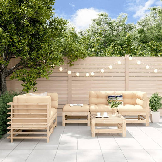 6-Piece Garden Lounge Set Solid Wood Pine Garden Furniture Set, Outdoor Balcony Set Patio Furniture, Garden Lounge Seating Set for Patio, Balcony, Garden -F - QUORE