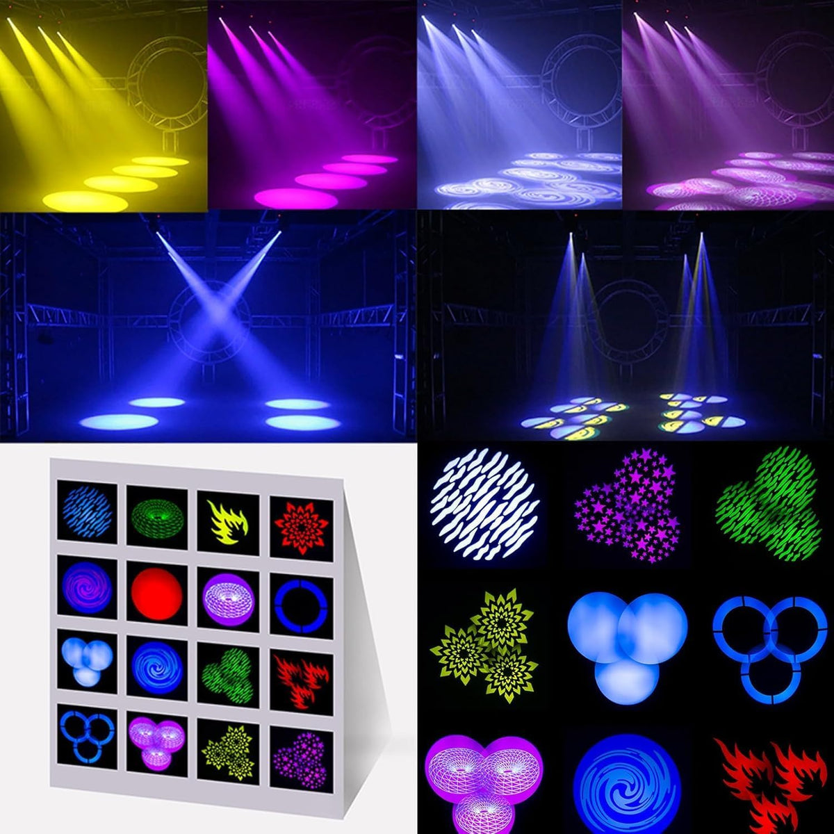 SHEHDS 80W LED Spotlights met 8 Kleuren 8 Gobos DJ Lichten Bewegende Hoofd Licht 3-Facet Draaibaar Prisma Elektronische Focus Geluid Geactiveerd DMX Controle Podium Licht
