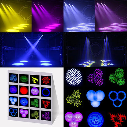 SHEHDS 80W LED Spotlights met 8 Kleuren 8 Gobos DJ Lichten Bewegende Hoofd Licht 3-Facet Draaibaar Prisma Elektronische Focus Geluid Geactiveerd DMX Controle Podium Licht