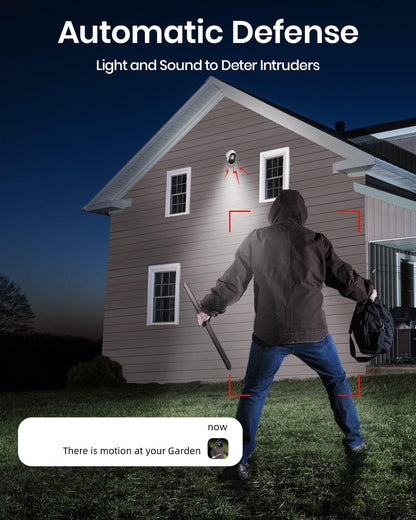 Draadloze Buitenbeveiligingscamera – Beveiligingscamera Buiten – Wifi Beveiligingscamera – Huisbeveiligingscamera – Buitencamera Draadloos – 5MP 3K Ultra HD – PIR Bewegingsdetectie Met 240 Dagen Batterijduur