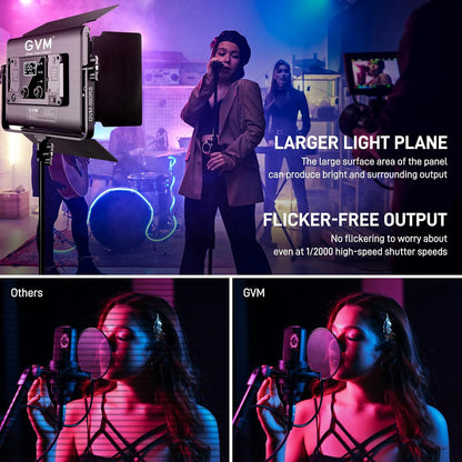 RGB LED-videolamp set van 2 met statieven – LED videolicht – Studiolamp – Fotolamp – Continu licht – 60 W per lamp – Bluetooth app-bediening