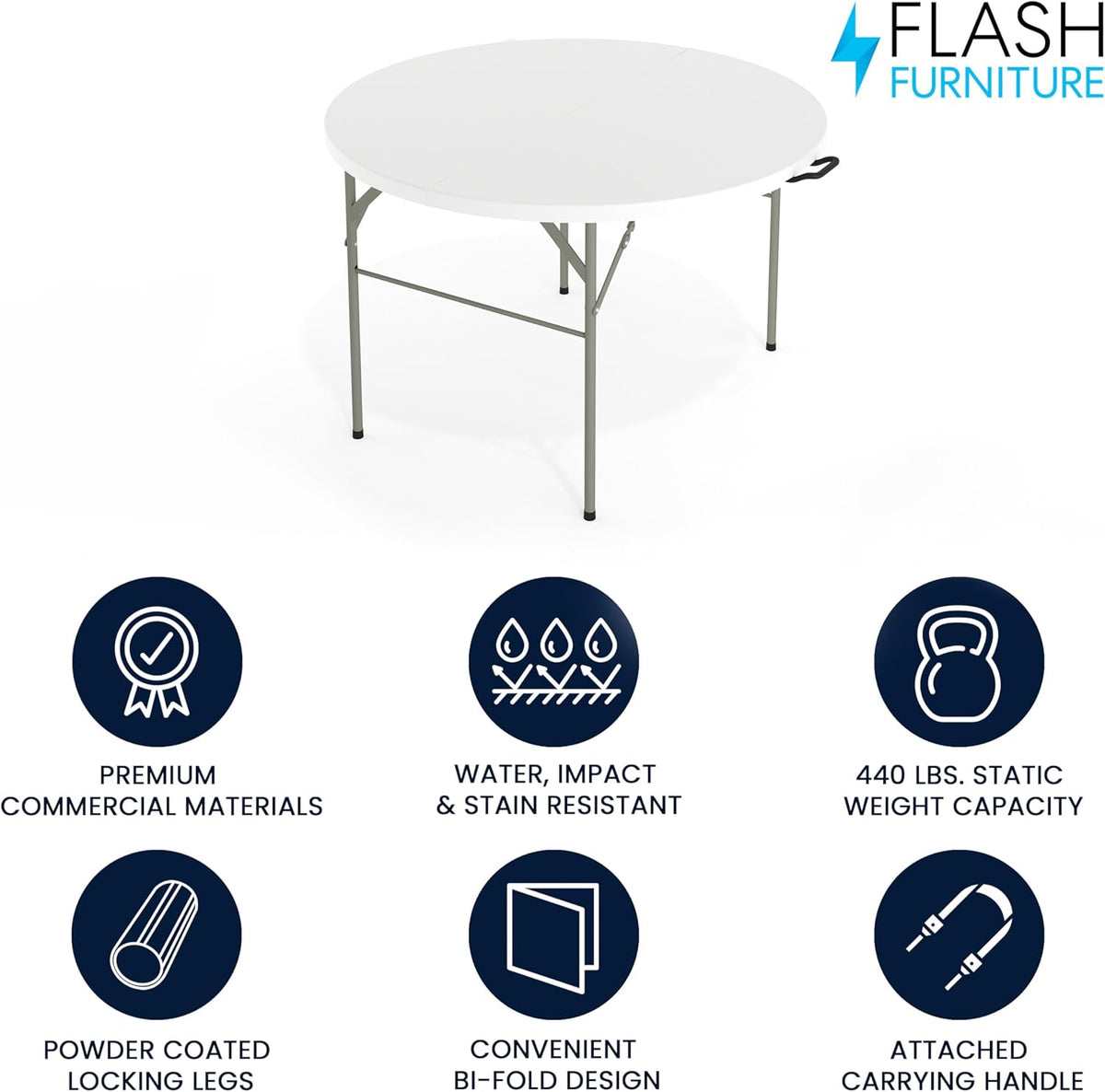 Flash Furniture 121,72 cm ronde dubbele opvouwbare graniet witte klaptafel van kunststof