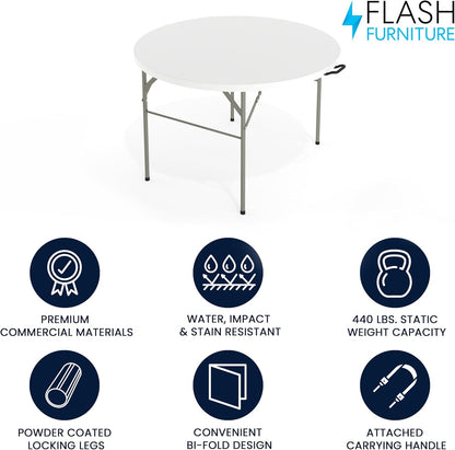 Flash Furniture 121,72 cm ronde dubbele opvouwbare graniet witte klaptafel van kunststof