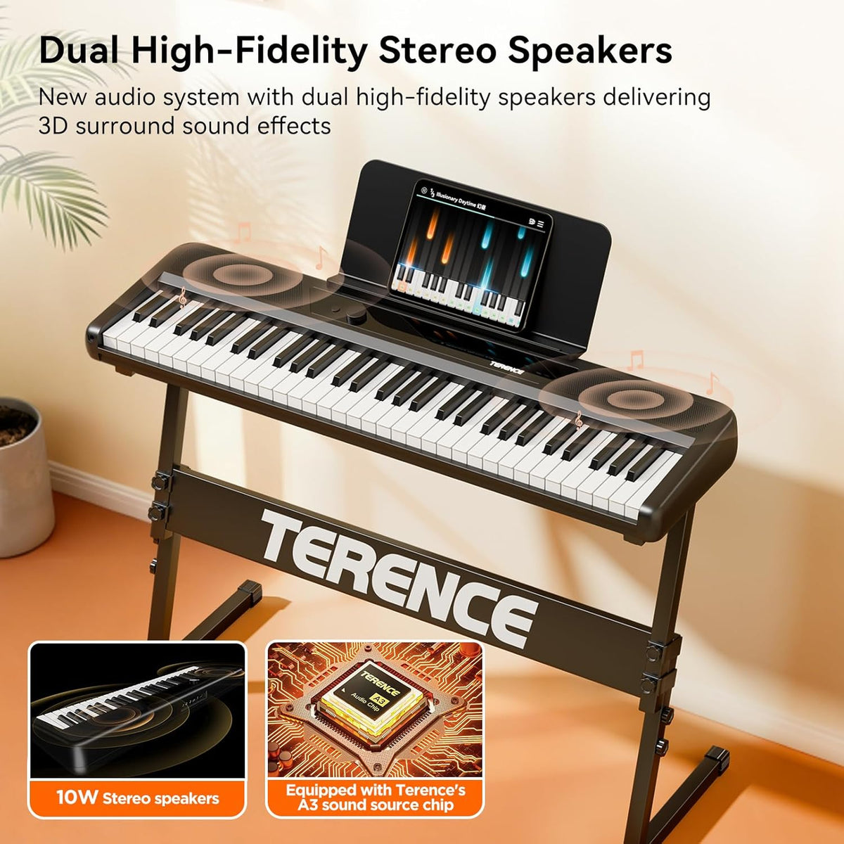 Elektrische Piano 61 Toetsen – Digitale Piano – Keyboard – Pianotoetsenbord – E-Piano – Zwart – Verlichte Toetsen – Bluetooth & Leerfuncties