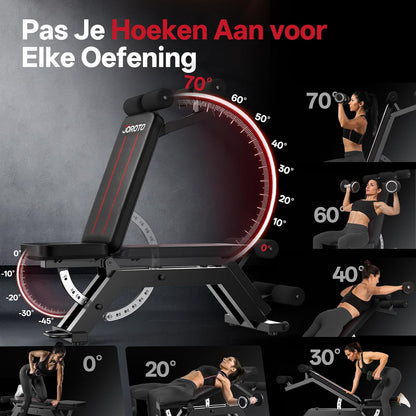 JOROTO MD70 Halterbank Verstelbaar, Multifunctionele Trainingsbank met Maximale Belasting 400KG/880LBS, 8-Weg Rugleuning & 5-Weg Zitting Verstelbaar, Fitnessbank voor Volledig Lichaamstraining
