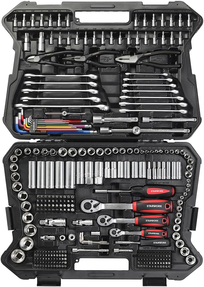 Mechanische Gereedschapsset – Werkzeugset – Handgereedschap – Reparatieset – Sleutelset – 314-Delig – Chroom-Vanadium Staal – Verstelbare Tang Met Drukknop
