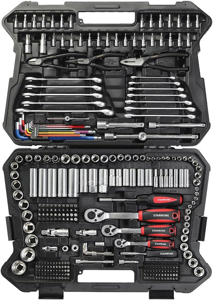 Mechanische Gereedschapsset – Werkzeugset – Handgereedschap – Reparatieset – Sleutelset – 314-Delig – Chroom-Vanadium Staal – Verstelbare Tang Met Drukknop