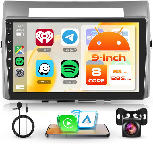 8 cores 6+128G Android car radio for Toyota Corolla Verso 2004-2009 Wireless Carplay 9 inch with Android Car Mirror Link Bluetooth FM/RDS/EQ/DSP WiFi GPS Navi steering rear view camera - QUORE