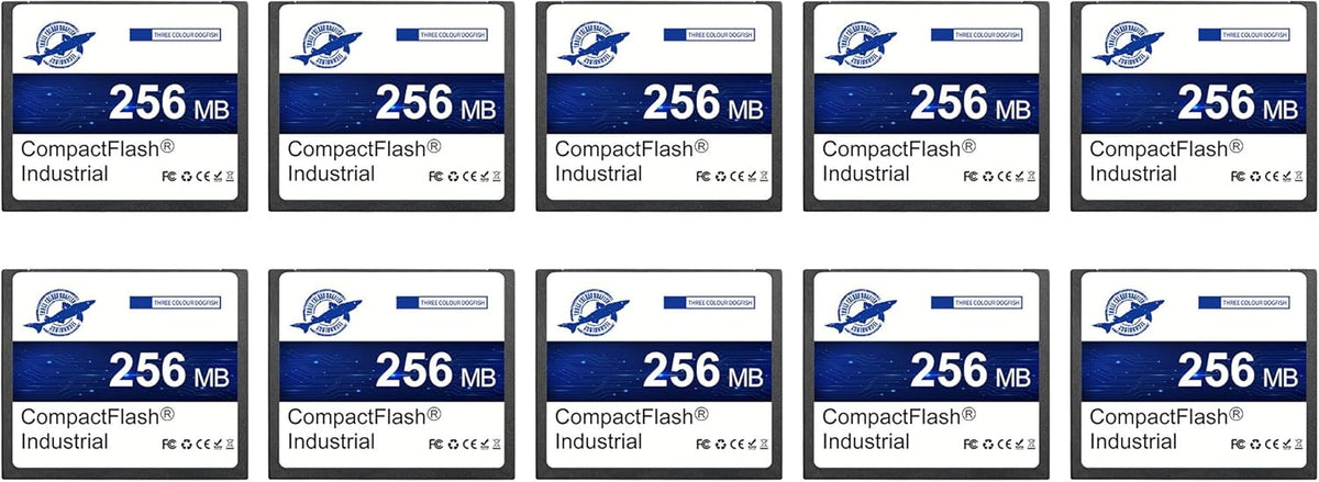 Dogfish Compact Flash geheugenkaart, 256 MB, 10 stuks, industriële CF Card type I voor industriële apparaten, CNC-machines, ingebedde systemen en oude camera's