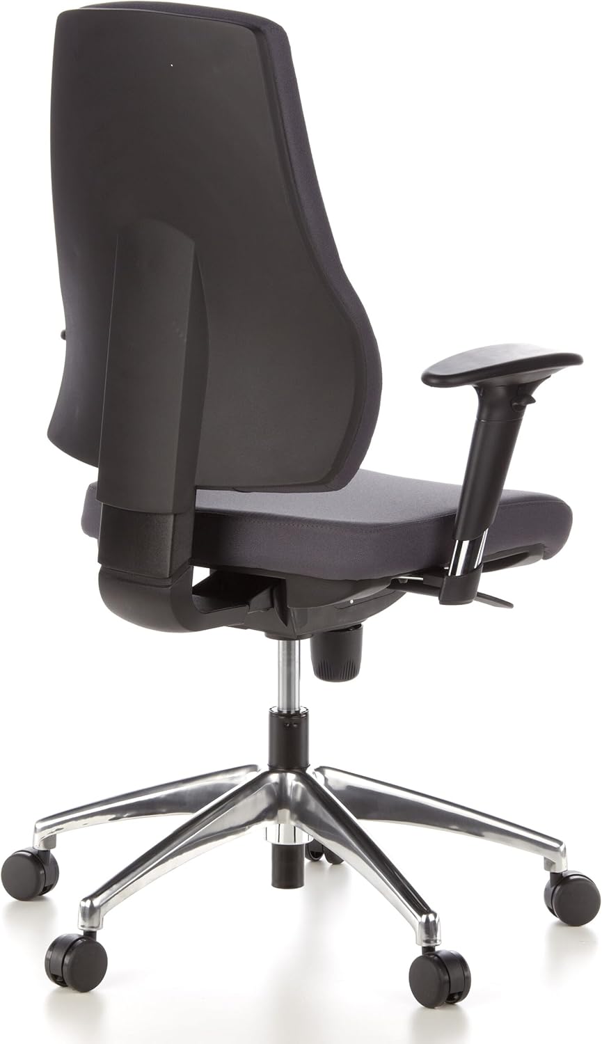 hjh OFFICE PRO-TEC 200 Bureaustoel, Ergonomische Rugleuning in 5 Standen Verstelbaar, In Hoogte Verstelbare Armleuningen met Softpads, Antraciet